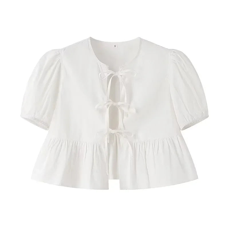 Georgette | Elegant Peplum Blouse with Front Bow