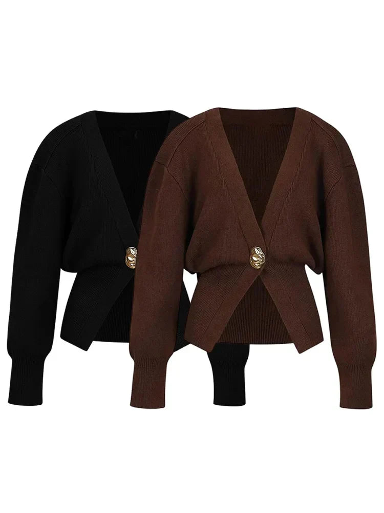 Flavie | Elegant Cardigan with Gold Button