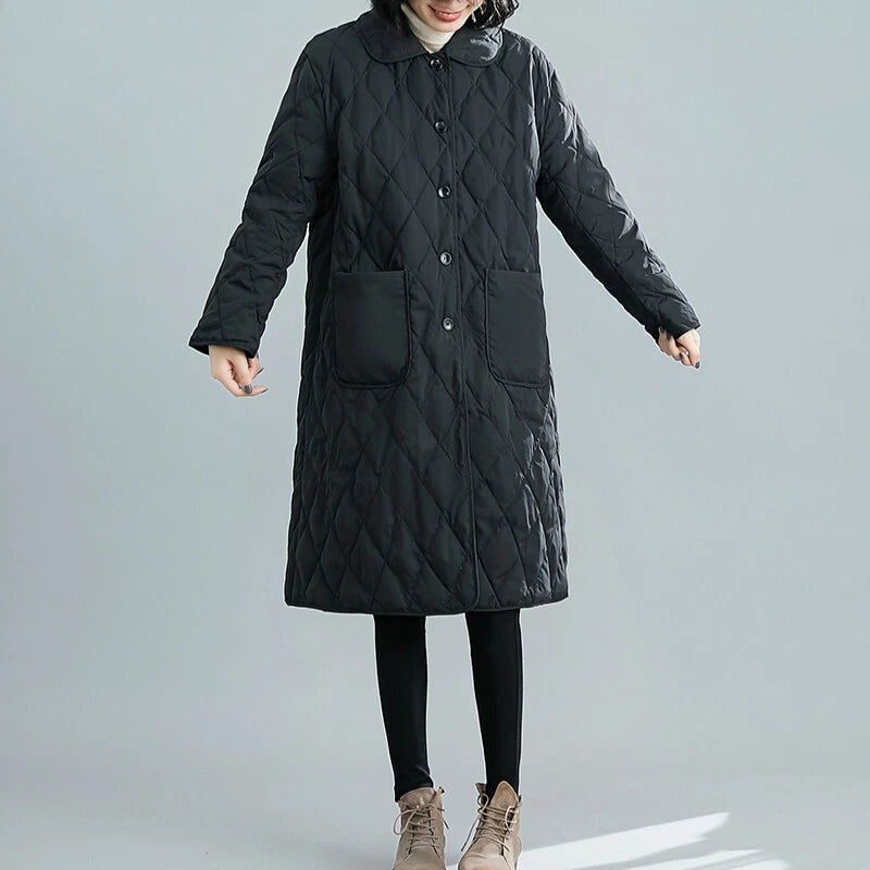 Aurora | Long Quilted Puffer Coat with Classic Button Closure