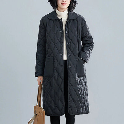 Aurora | Long Quilted Puffer Coat with Classic Button Closure