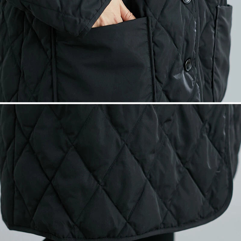 Aurora | Long Quilted Puffer Coat with Classic Button Closure