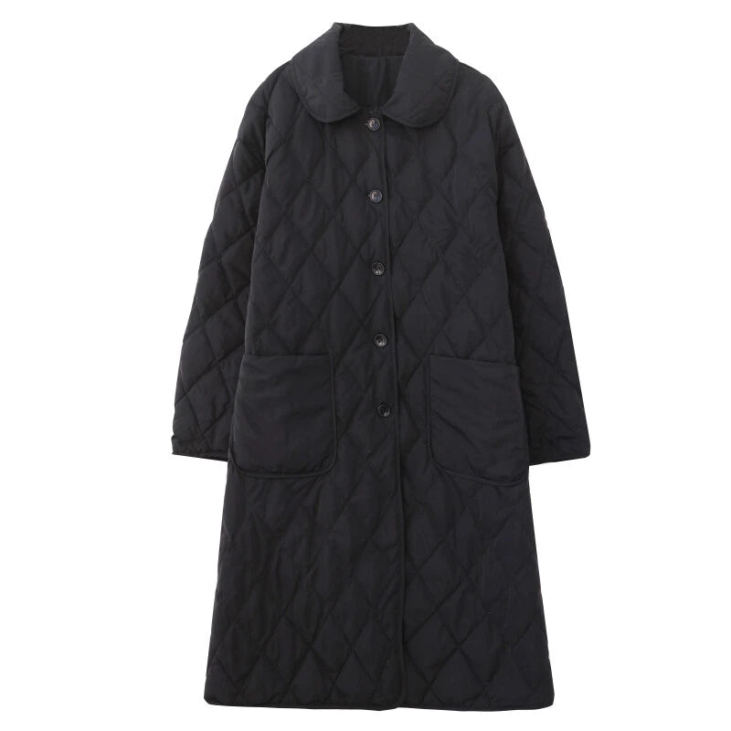 Aurora | Long Quilted Puffer Coat with Classic Button Closure